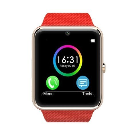 Ceas Smartwatch cu Telefon iUni GT08, Bluetooth, Camera 1.3 MP, Ecran LCD antizgarieturi, Red